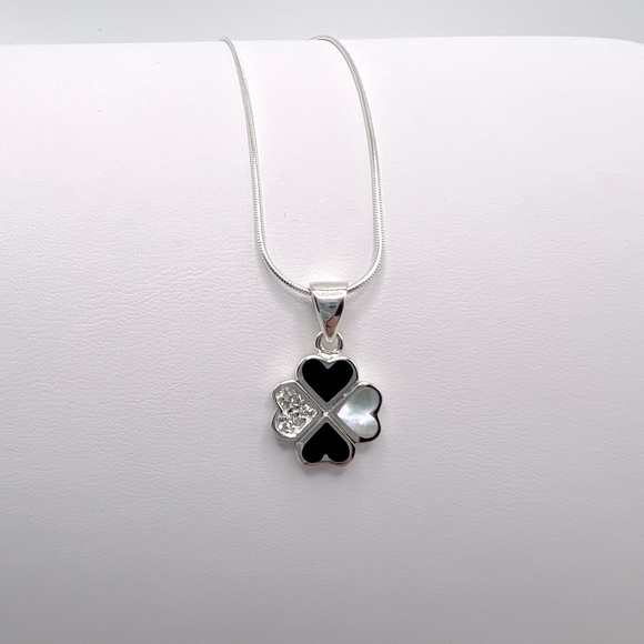 .925 Sterling Silver Clover Cz Necklace - Picture 17 of 17